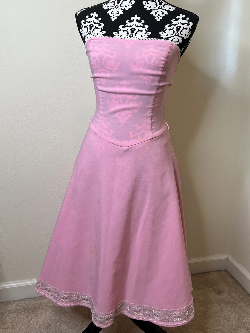 Vintage Pink Midi Strapless Dress